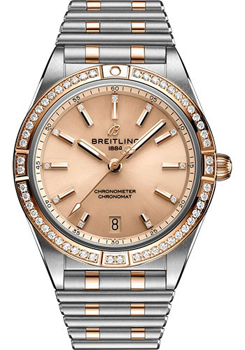 Breitling Chronomat Stainless Steel and Rose Gold 36 MM - Stainless Steel and Rose Gold Bracelet - Rose Diamond Dial - U10380591K1U1