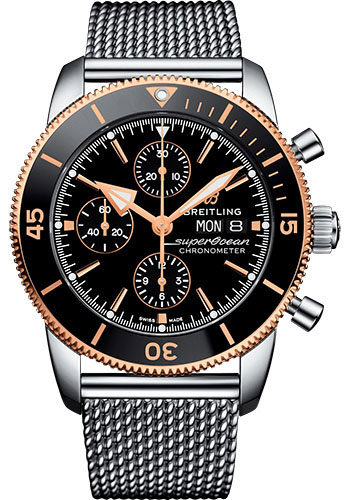 Breitling Superocean Heritage Stainless Steel and Rose Gold 44 MM - Stainless Steel Bracelet - Black Dial - U13313121B1A1