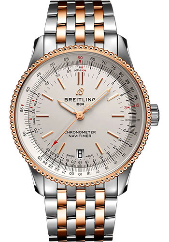 Breitling Navitimer Stainless Steel and Red Gold 38 MM - Stainless Steel and Red Gold Bracelet - Silver Dial - U17325211G1U1