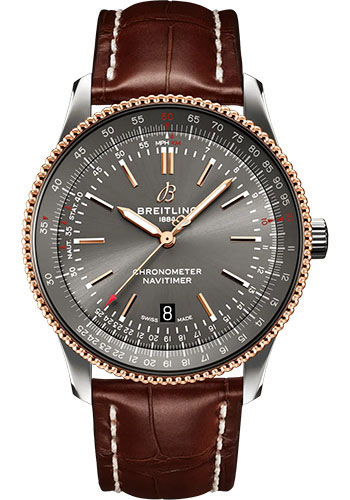 Breitling Navitimer Stainless Steel and Red Gold 41 MM - Brown Leather Strap - Anthracite Dial -  U17326121M1P1