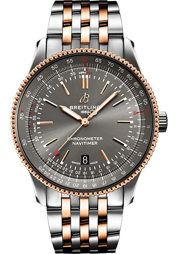 Breitling Navitimer Stainless Steel and Red Gold 41 MM - Metal Bracelet - Anthracite Dial -  U17326121M1U1