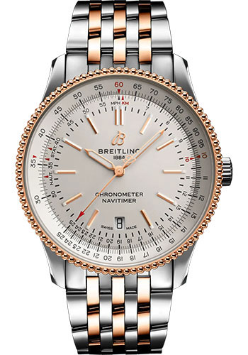 Breitling Navitimer Stainless Steel and Red Gold 41 MM - Metal Bracelet - Silver Dial -  U17326211G1U1