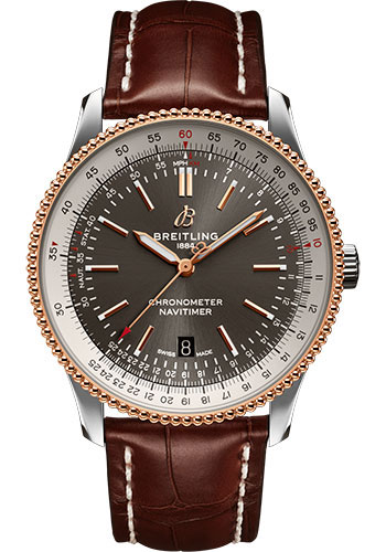 Breitling Navitimer Stainless Steel and Red Gold 41 MM - Brown Leather Strap - Anthracite Dial -  U17326211M1P1