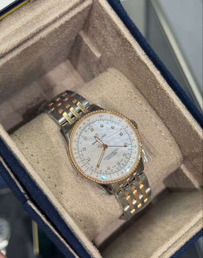 Breitling Navitimer Stainless Steel and Rose Gold 35 MM - Metal Bracelet - Mother-Of-Pearl Dial - U17395211A1U1
