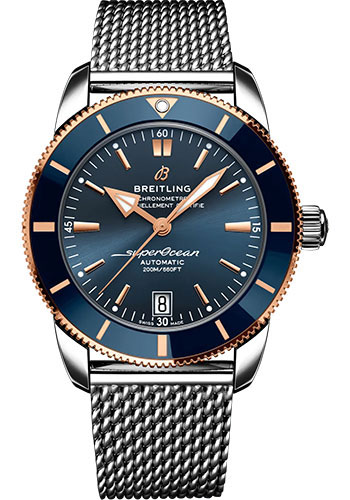 Breitling Superocean Heritage Stainless Steel and Rose Gold 42 MM - Stainless Steel Bracelet - Blue Dial - UB2010161C1A1