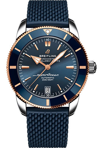 Breitling Superocean Heritage Stainless Steel and Rose Gold 42 MM - Black Rubber Strap - Blue Dial - UB2010161C1S1