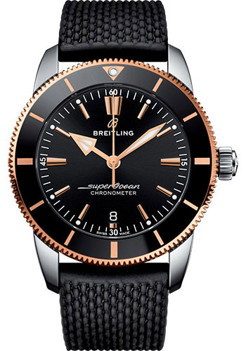 Breitling Superocean Heritage Stainless Steel and Rose Gold 44 MM - Black Rubber Strap - Black Dial -  UB2030121B1S1