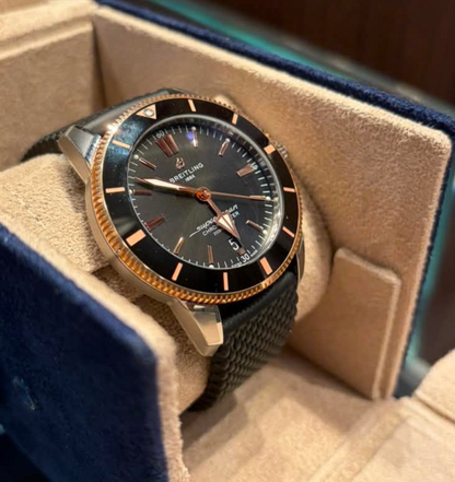 Breitling Superocean Heritage Stainless Steel and Rose Gold 44 MM - Black Rubber Strap - Black Dial -&nbsp; UB2030121B1S1