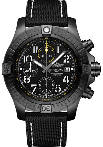 Breitling Avenger DLC-coated Titanium 45 MM - Anthracite Calfskin Leather Strap - Black Dial - V13317101B1X1