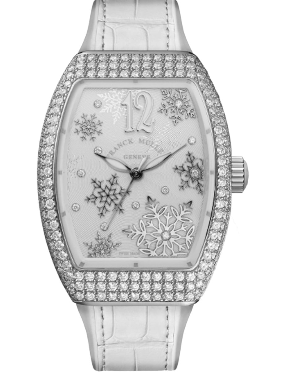 Franck Muller Vanguard Lady - 32 MM - Steel - Diamond Bezel - White Motif Diamond Dial - V32SCSNWFLKDINDCDACE