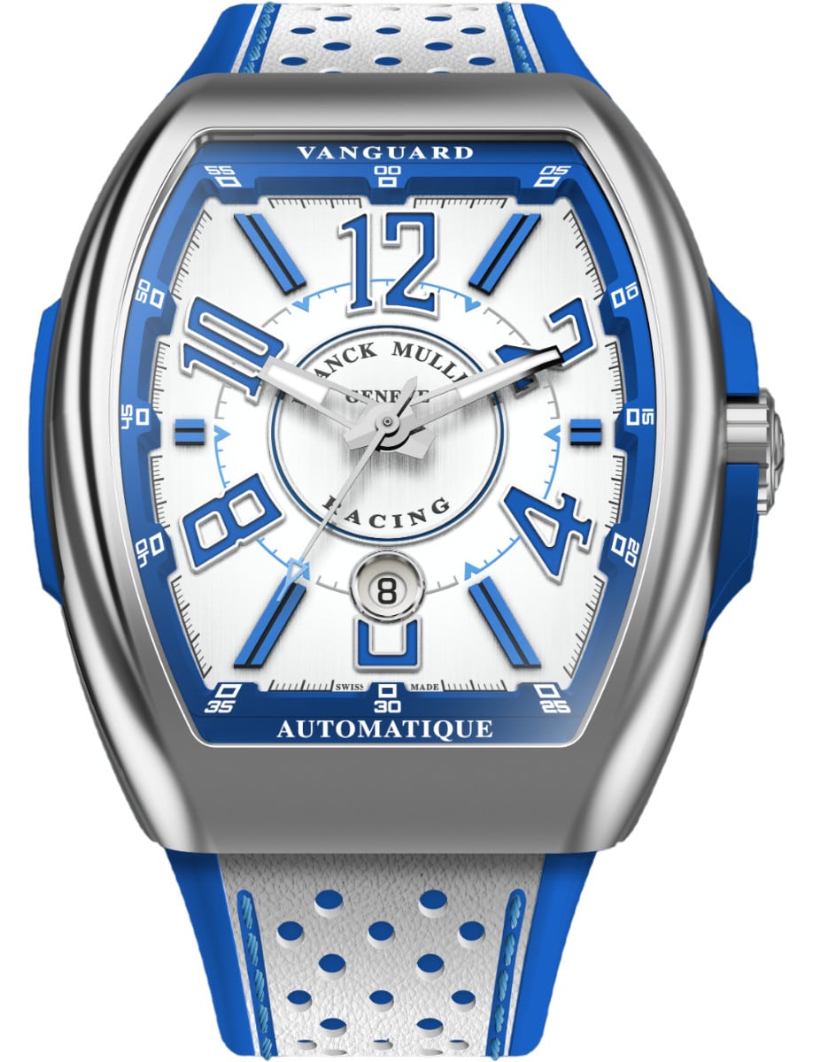 Franck Muller Vanguard Racing - 45 MM - Steel - White & Blue Arabic Dial - V45SCRCGBLACW