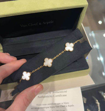 Van Cleef & Arpels Vintage Alhambra Bracelet - 18k Yellow Gold - MoP - 5 Motifs - VCARA41800
