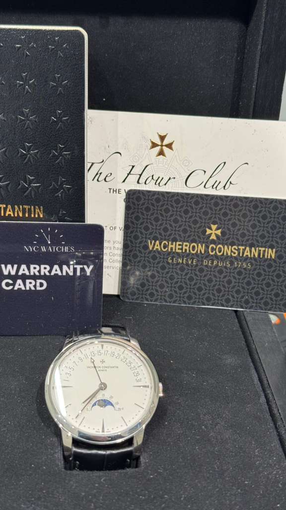 Vacheron Constantin Patrimony White Gold 42.5 MM - Black Leather Strap - White Dial - 4010U/000G-B330