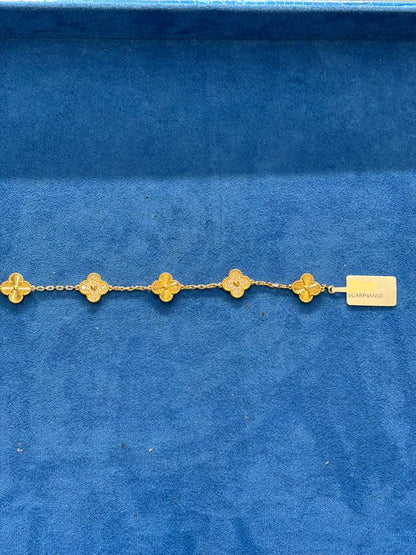 Van Cleef & Arpels Vintage Alhambra Bracelet - 18k Yellow Gold - Diamond - 5 Motifs - Tw. 1 ct - VCARP4KN00