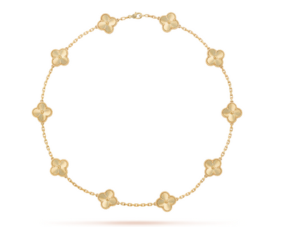 Van Cleef & Arpels Vintage Alhambra Necklace - 18k Yellow Gold - Guilloche - 10 Motifs - VCARP3JJ00