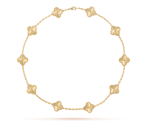 Van Cleef & Arpels Vintage Alhambra Necklace - 18k Yellow Gold - Guilloche - 10 Motifs - VCARP3JJ00
