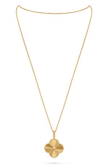Van Cleef & Arpels Vintage Alhambra Necklace - 18k Yellow Gold - Guilloché - 1 Motif - VCARP4KO00