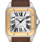 Cartier - Santos - 41 MM - Stainless Steel - Yellow Gold Bezel - Silver Dial - W20072X7