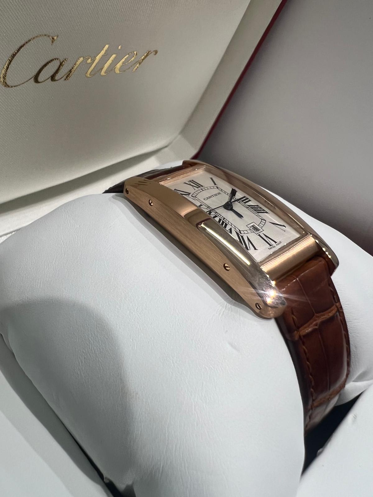 Cartier - Tank Americaine - 41.6 MM x 22.6 MM - Rose Gold - Silver Dial - W2620030