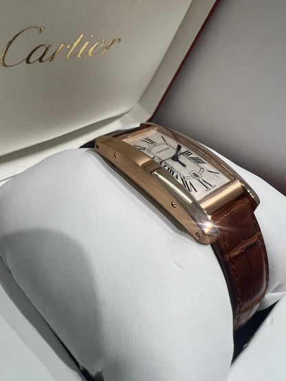 Cartier - Tank Americaine - 41.6 MM x 22.6 MM - Rose Gold - Silver Dial - W2620030