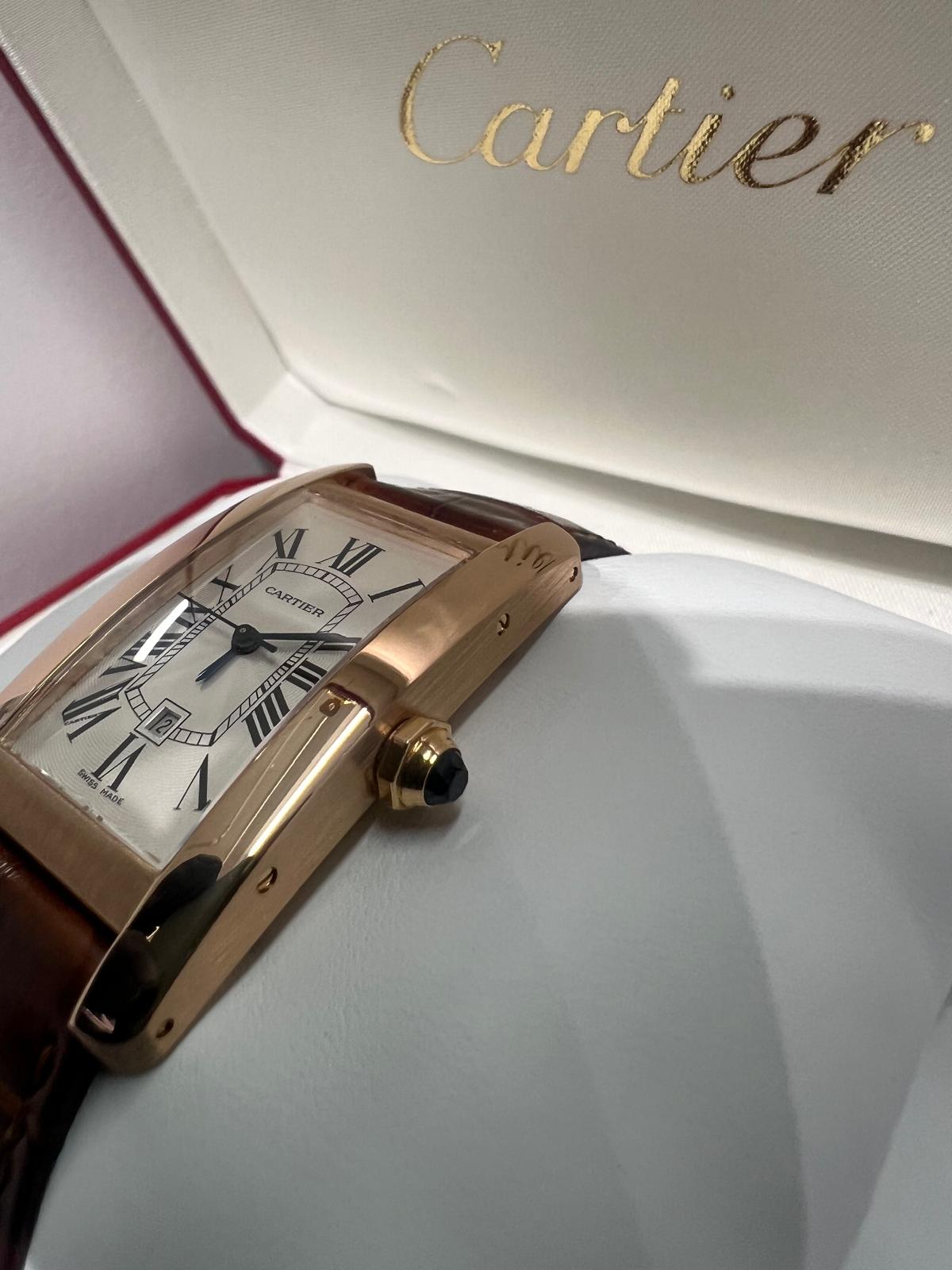 Cartier - Tank Americaine - 41.6 MM x 22.6 MM - Rose Gold - Silver Dial - W2620030