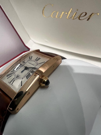 Cartier - Tank Americaine - 41.6 MM x 22.6 MM - Rose Gold - Silver Dial - W2620030