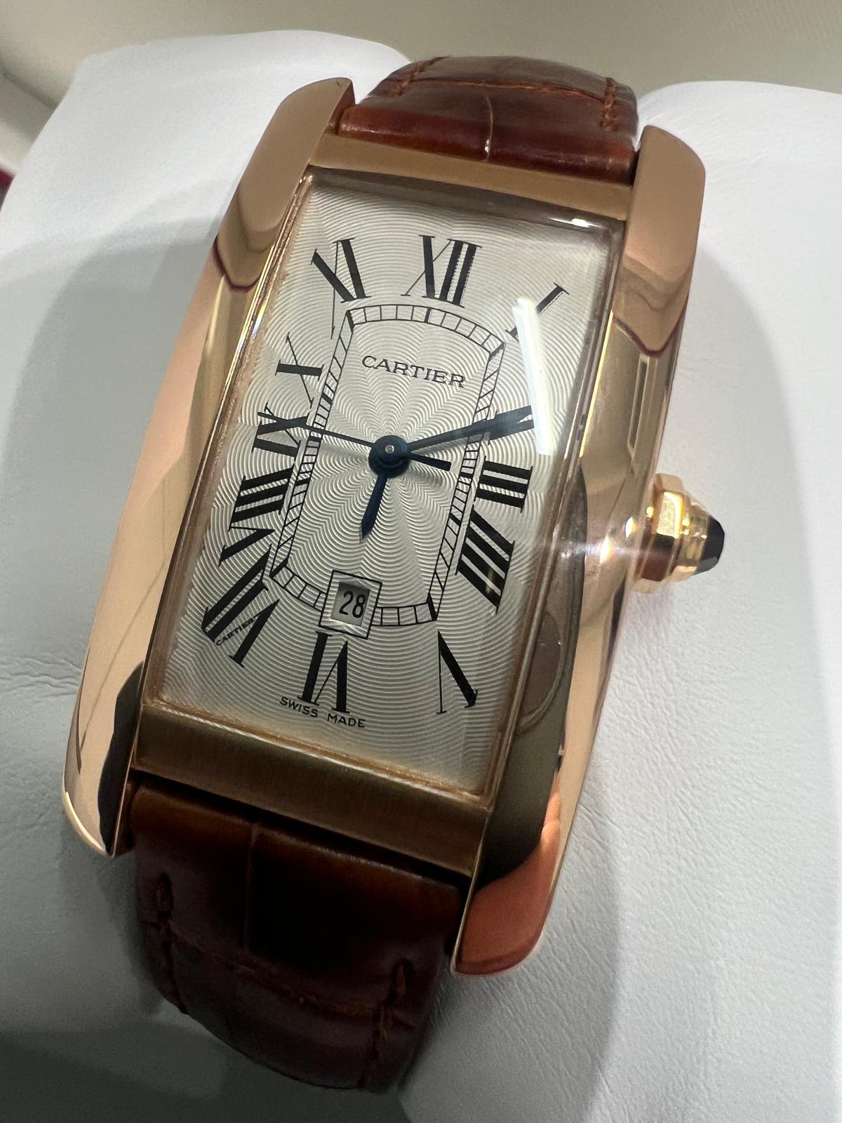 Cartier - Tank Americaine - 41.6 MM x 22.6 MM - Rose Gold - Silver Dial - W2620030