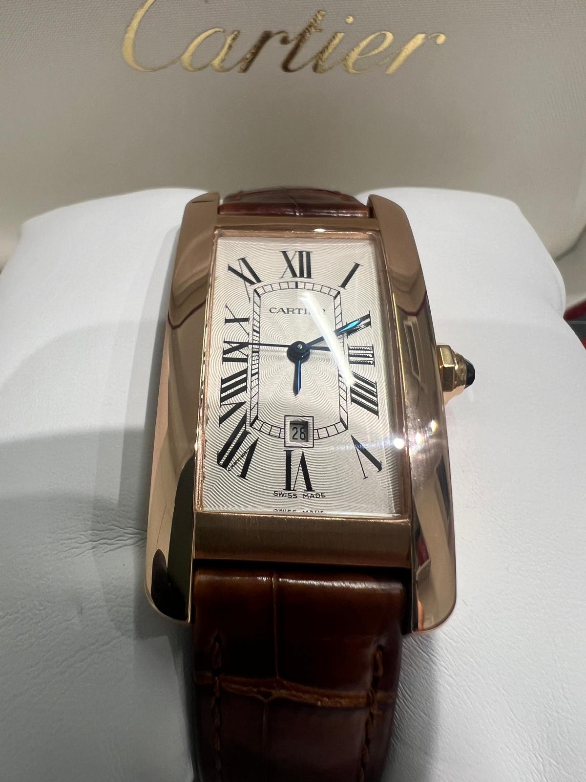 Cartier - Tank Americaine - 41.6 MM x 22.6 MM - Rose Gold - Silver Dial - W2620030