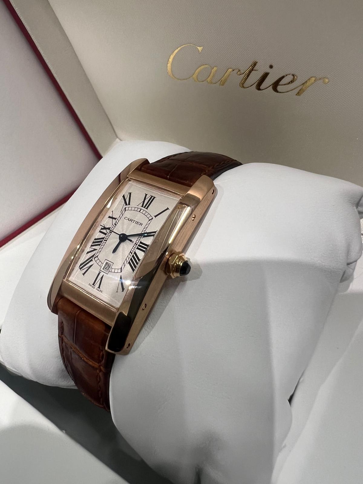 Cartier - Tank Americaine - 41.6 MM x 22.6 MM - Rose Gold - Silver Dial - W2620030