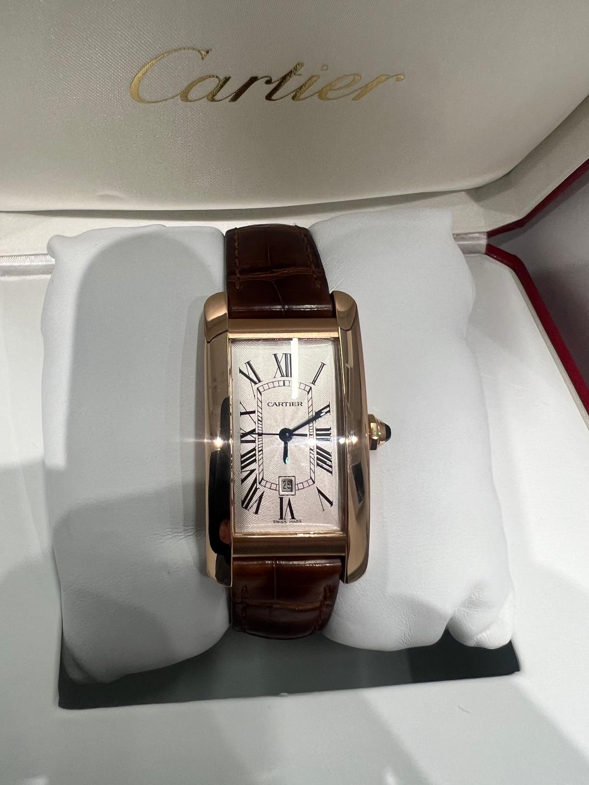 Cartier - Tank Americaine - 41.6 MM x 22.6 MM - Rose Gold - Silver Dial - W2620030