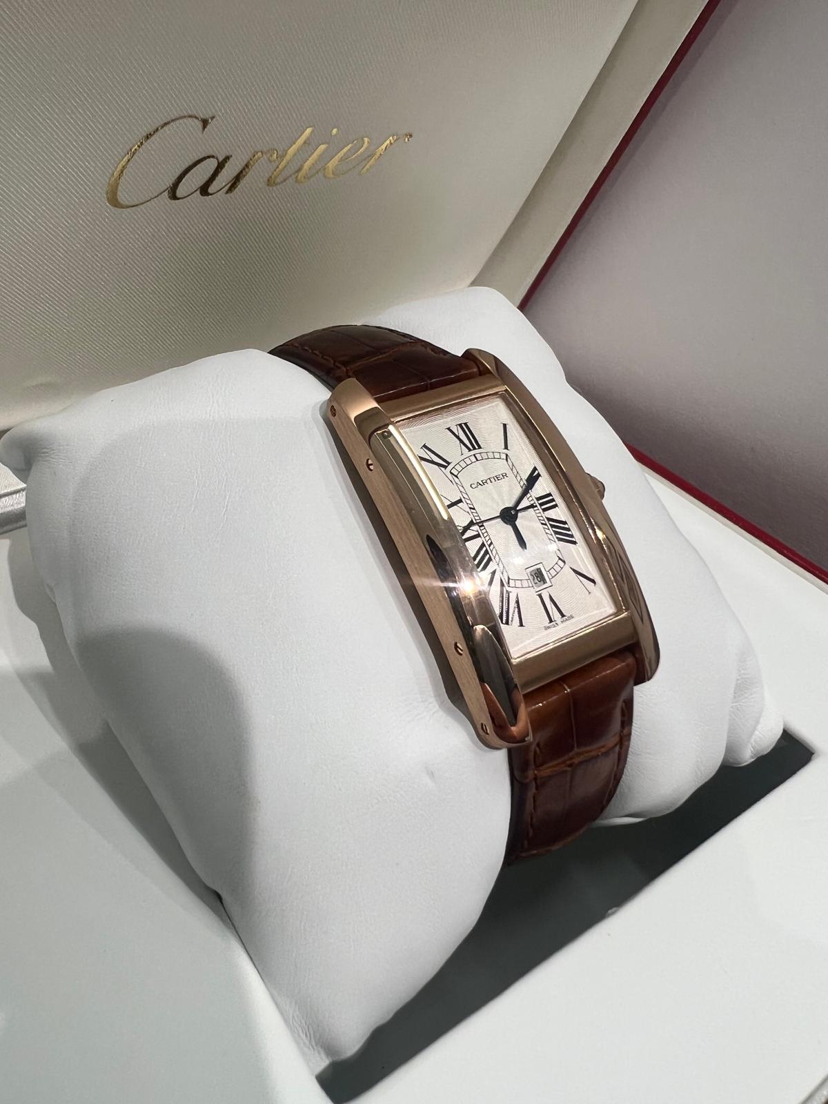 Cartier - Tank Americaine - 41.6 MM x 22.6 MM - Rose Gold - Silver Dial - W2620030