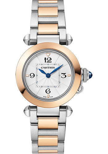 Cartier Pasha de Cartier Rose gold and Steel 30 MM - Rose gold and Steel Bracelet - Opaline Flinqué Dial - W2PA0007