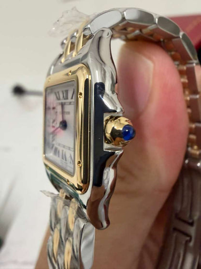 Cartier Panthére De Cartier Yellow Gold and Stainless Steel (Small Model) - 30 MM x 23 MM - Yellow Gold and Stainless Steel Bracelet - Yellow Gold Bezel - Silvered Dial - W2PN0018