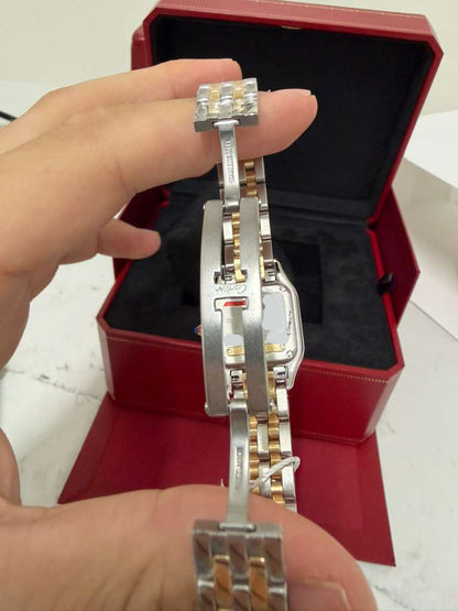 Cartier Panthére De Cartier Yellow Gold and Stainless Steel (Small Model) - 30 MM x 23 MM - Yellow Gold and Stainless Steel Bracelet - Yellow Gold Bezel - Silvered Dial - W2PN0018