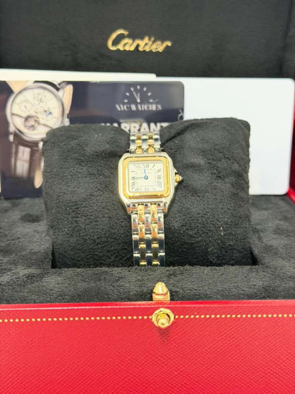 Cartier Panthére De Cartier Yellow Gold and Stainless Steel (Small Model) - 30 MM x 23 MM - Yellow Gold and Stainless Steel Bracelet - Yellow Gold Bezel - Silvered Dial - W2PN0018