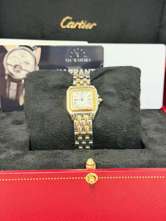 Cartier Panthére De Cartier Yellow Gold and Stainless Steel (Small Model) - 30 MM x 23 MM - Yellow Gold and Stainless Steel Bracelet - Yellow Gold Bezel - Silvered Dial - W2PN0018