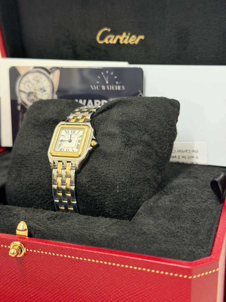 Cartier Panthére De Cartier Yellow Gold and Stainless Steel (Small Model) - 30 MM x 23 MM - Yellow Gold and Stainless Steel Bracelet - Yellow Gold Bezel - Silvered Dial - W2PN0018