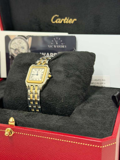 Cartier Panthére De Cartier Yellow Gold and Stainless Steel (Small Model) - 30 MM x 23 MM - Yellow Gold and Stainless Steel Bracelet - Yellow Gold Bezel - Silvered Dial - W2PN0018