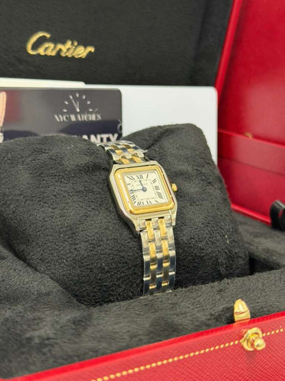 Cartier Panthére De Cartier Yellow Gold and Stainless Steel (Small Model) - 30 MM x 23 MM - Yellow Gold and Stainless Steel Bracelet - Yellow Gold Bezel - Silvered Dial - W2PN0018