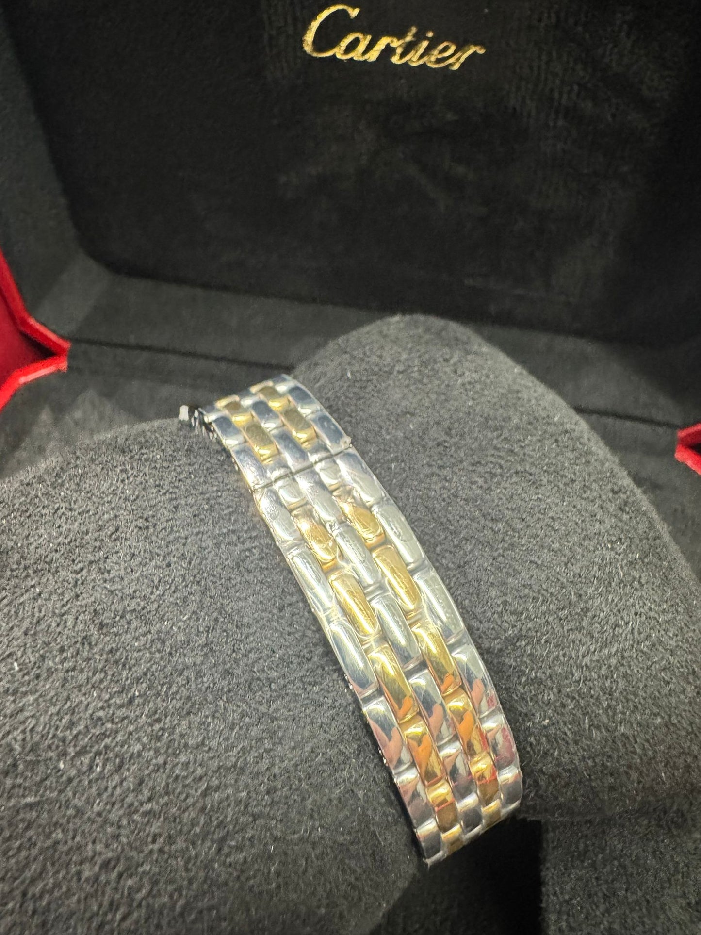 Cartier Panthére De Cartier Yellow Gold and Stainless Steel (Small Model) - 30 MM x 23 MM - Yellow Gold ans Stainless Steel Bracelet - Yellow Gold Bezel - Silvered Dial - W2PN0018