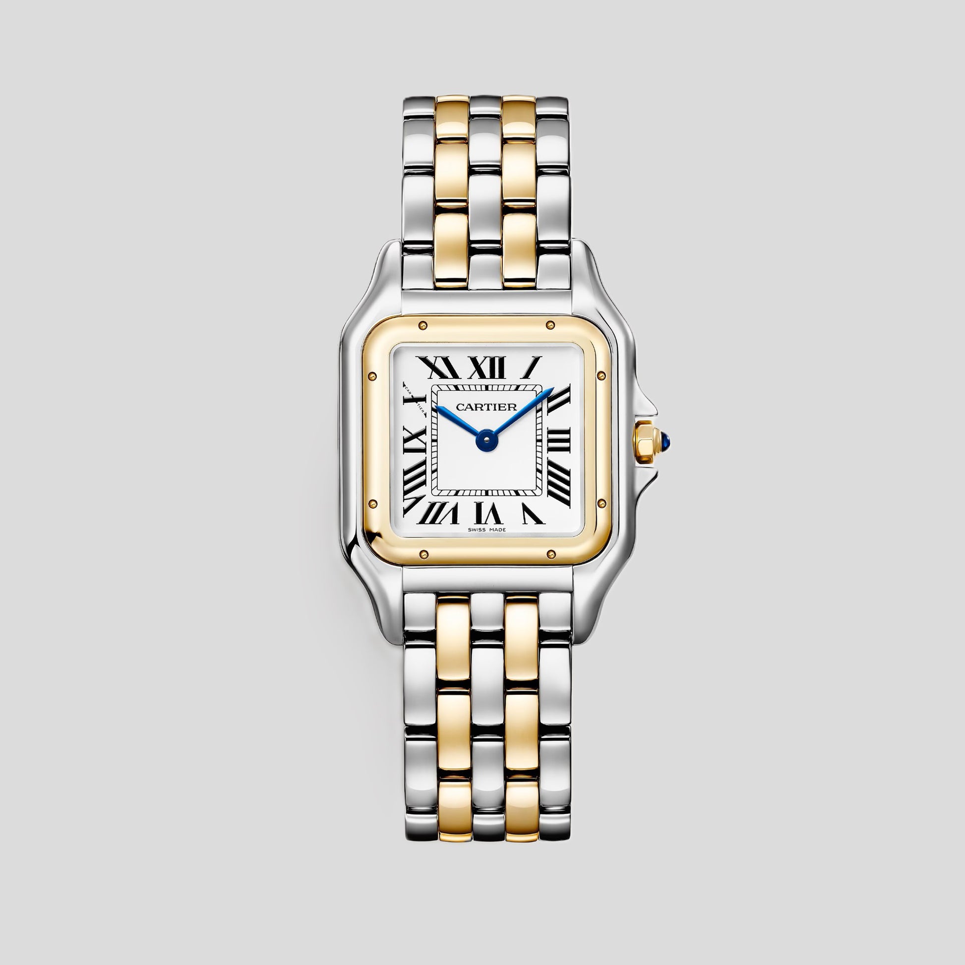 Cartier Panthére De Cartier Yellow Gold and Stainless Steel (Medium Model) - 37 MM x 29 MM - Yellow Gold ans Stainless Steel Bracelet - Yellow Gold Bezel - Silvered Dial - W2PN0019