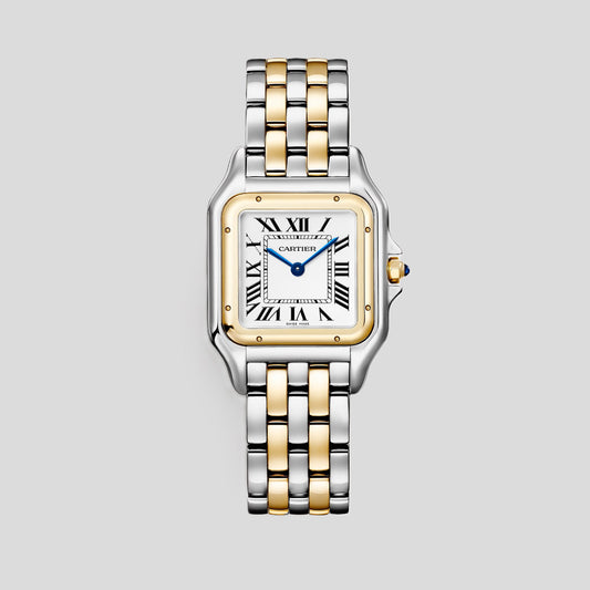 Cartier Panthére De Cartier Yellow Gold and Stainless Steel (Medium Model) - 37 MM x 29 MM - Yellow Gold ans Stainless Steel Bracelet - Yellow Gold Bezel - Silvered Dial - W2PN0019