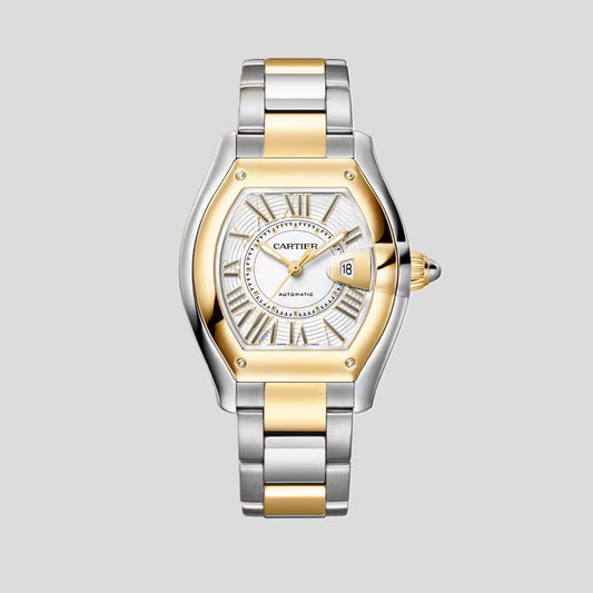 Cartier Roadster Watch - Steel and Yellow Gold - 42 MM - White Roman Dial - W2RD0009