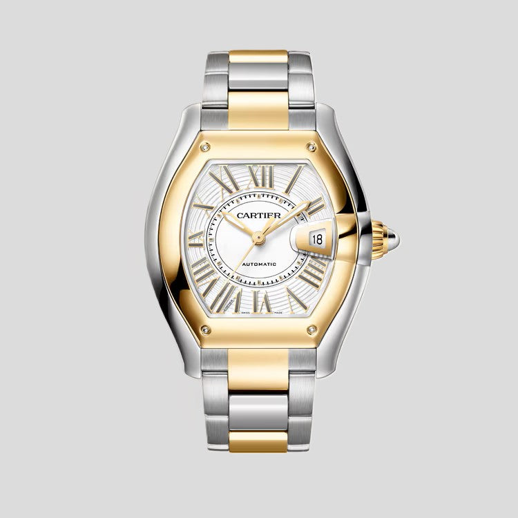 Cartier Roadster Watch - Steel and Yellow Gold - 47.2 MM - White Roman Dial - W2RD0010