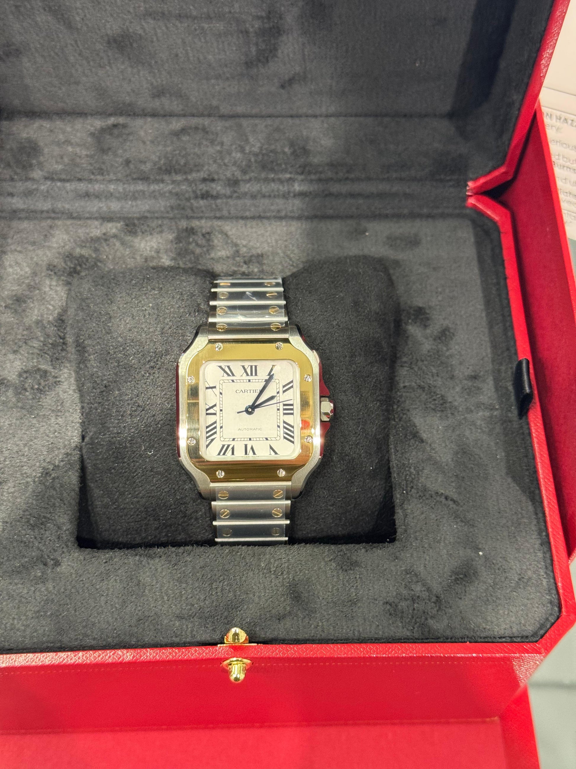 Cartier Santos de Cartier Stainless Steel 35.1 MM (Medium Model) - Stainless Steel Bracelet - White Dial - W2SA0016