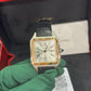 Cartier Santos de Cartier-Dumont Stainless Steel - Rose Gold Bezel - 43.5 MM (Large Model) - Black Leather Strap - Silver Dial - W2SA0037