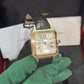 Cartier Santos de Cartier-Dumont Stainless Steel - Rose Gold Bezel - 43.5 MM (Large Model) - Black Leather Strap - Silver Dial - W2SA0037