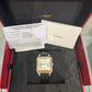 Cartier Santos de Cartier-Dumont Stainless Steel - Rose Gold Bezel - 43.5 MM (Large Model) - Black Leather Strap - Silver Dial - W2SA0037
