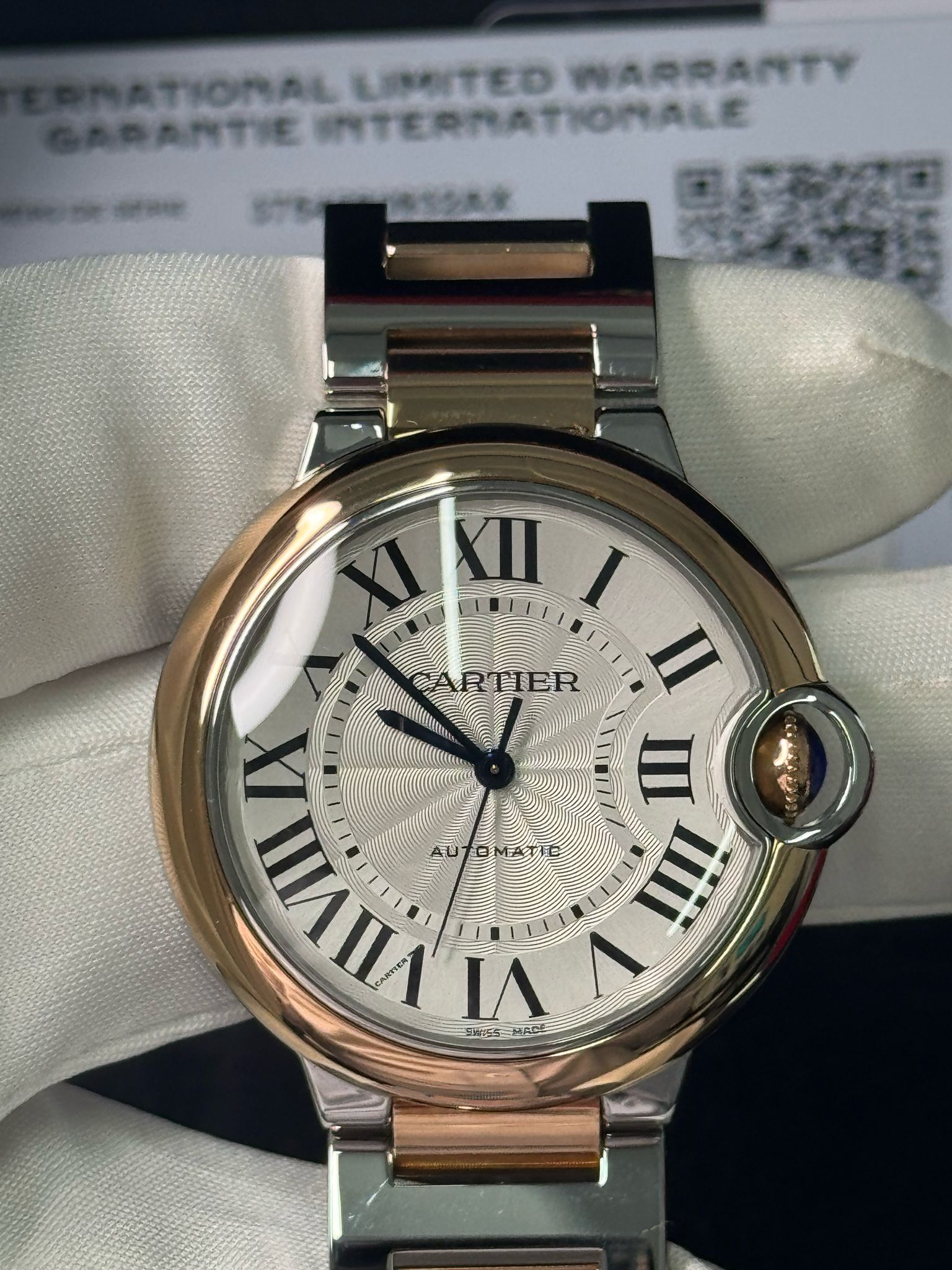 Cartier Ballon Bleu Stainless Steel And Rose Gold- 33 MM - Stainless Steel And Rose Gold Bracelet - White Diamond Dial - W3BB0023