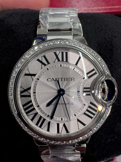 Cartier Ballon Bleu Stainless Steel Diamond 33 MM - Stainless Steel Bracelet - White Dial - W4BB0023